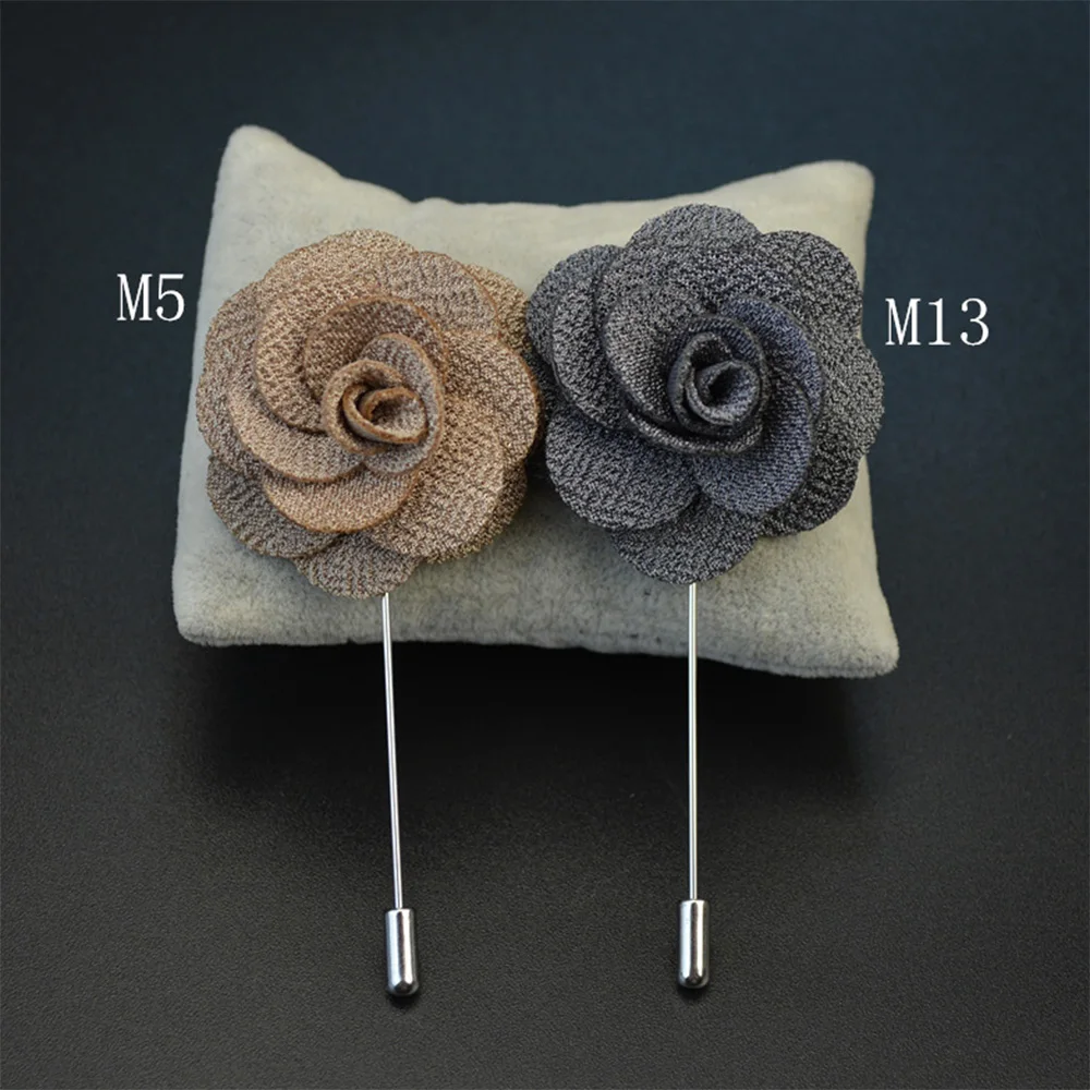 Handmade Brooches Floral Lapel Pin for Men Suit Long Neddle Fabric Flower Pins for Wedding Prom Women\'s Clothing Accessories