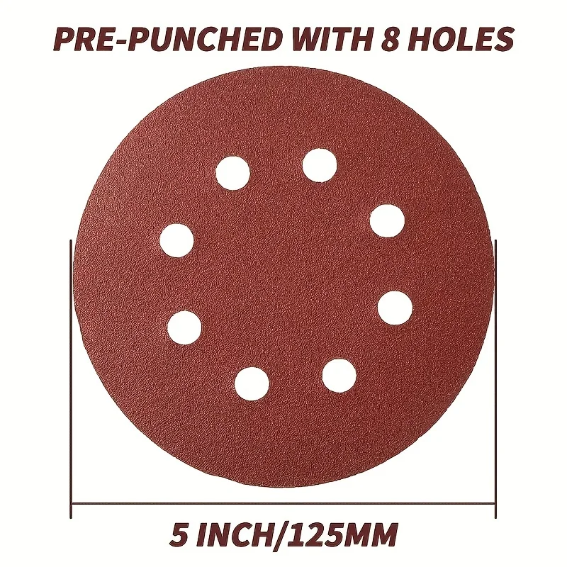 30pcs5-inch 8-hole hook ring grinding disc - 60/80/120/150/180/240/320/400/600 grit sizes - perfect for random track sanders!