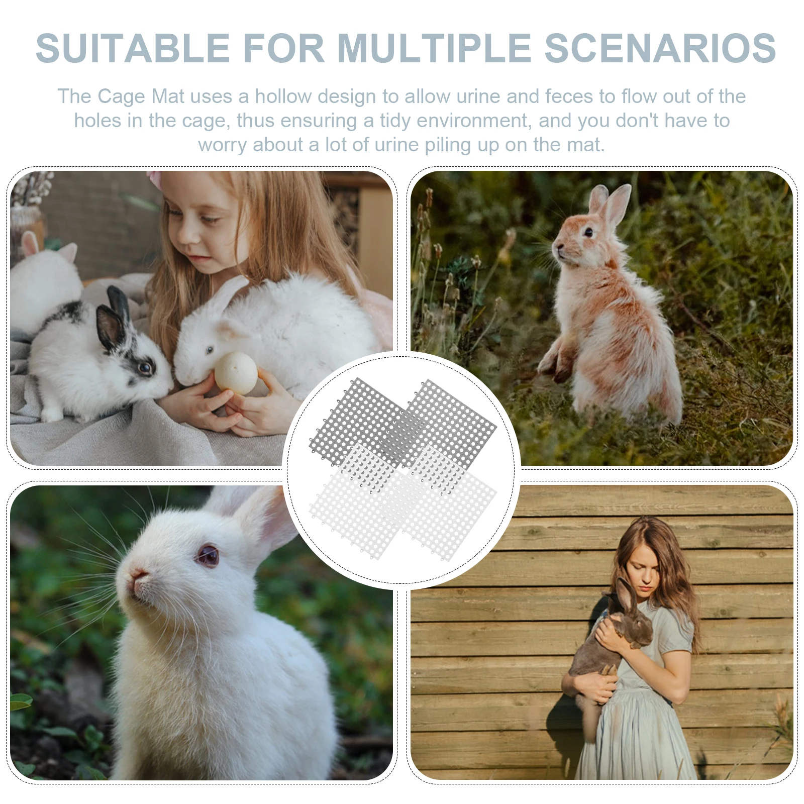 

4pcs Pet Foot Pads Rabbit Floor Mat Guinea Pig Accessories Reusable Plastic Bunny Pads Hollow Design Easy Clean Small Pets