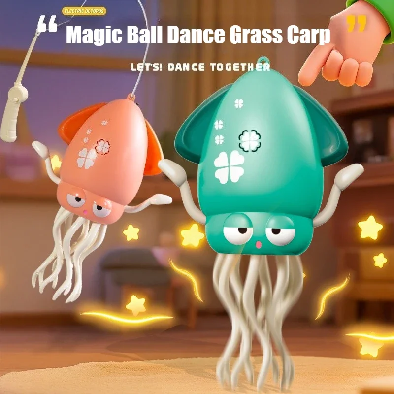 NEWElektrisch Inductie Dansen Octopus Speelgoed Voor Baby Vermijden Kruipen Interactieve Simulatie Inktvis Met Muziek En Lichten