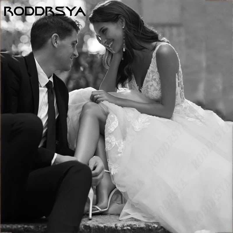 فساتين زفاف أنيقة من RODDRSYA Robe De Soirée للنساء فاخرة على شكل حرف a بدون ظهر لحفلات الزفاف رائع تول مصنوع حسب الطلب Robe De Soirée للنساء فاخرة على شكل حرف a بدون ظهر لحفلات الزفاف رائع تول مصنوع حسب الطلب Robe De