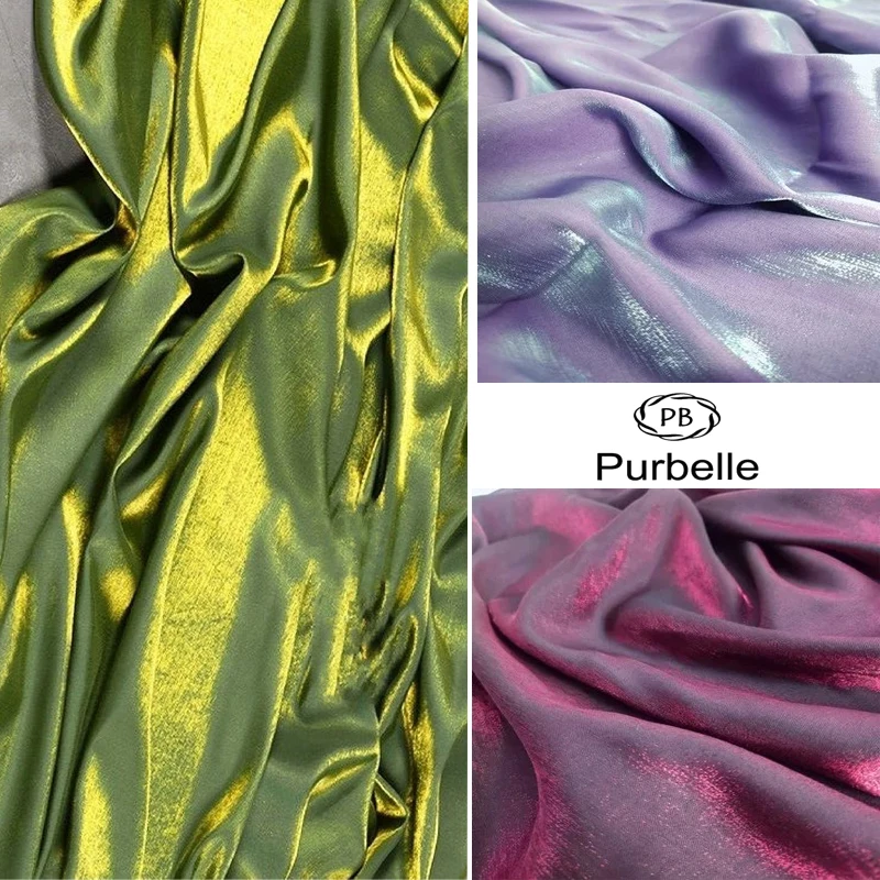 Gold Green Iridescent Satin Fabric,Soft and Smooth Well Drap Fabric,Shirt Doll Clothes DIY Dress Fabric Material 150cm Width