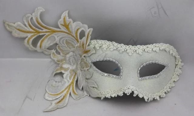 The product can be customized. Mask Makeup Ball Princess Mask Men's and Women's Feather and Lace Full Face White Gold