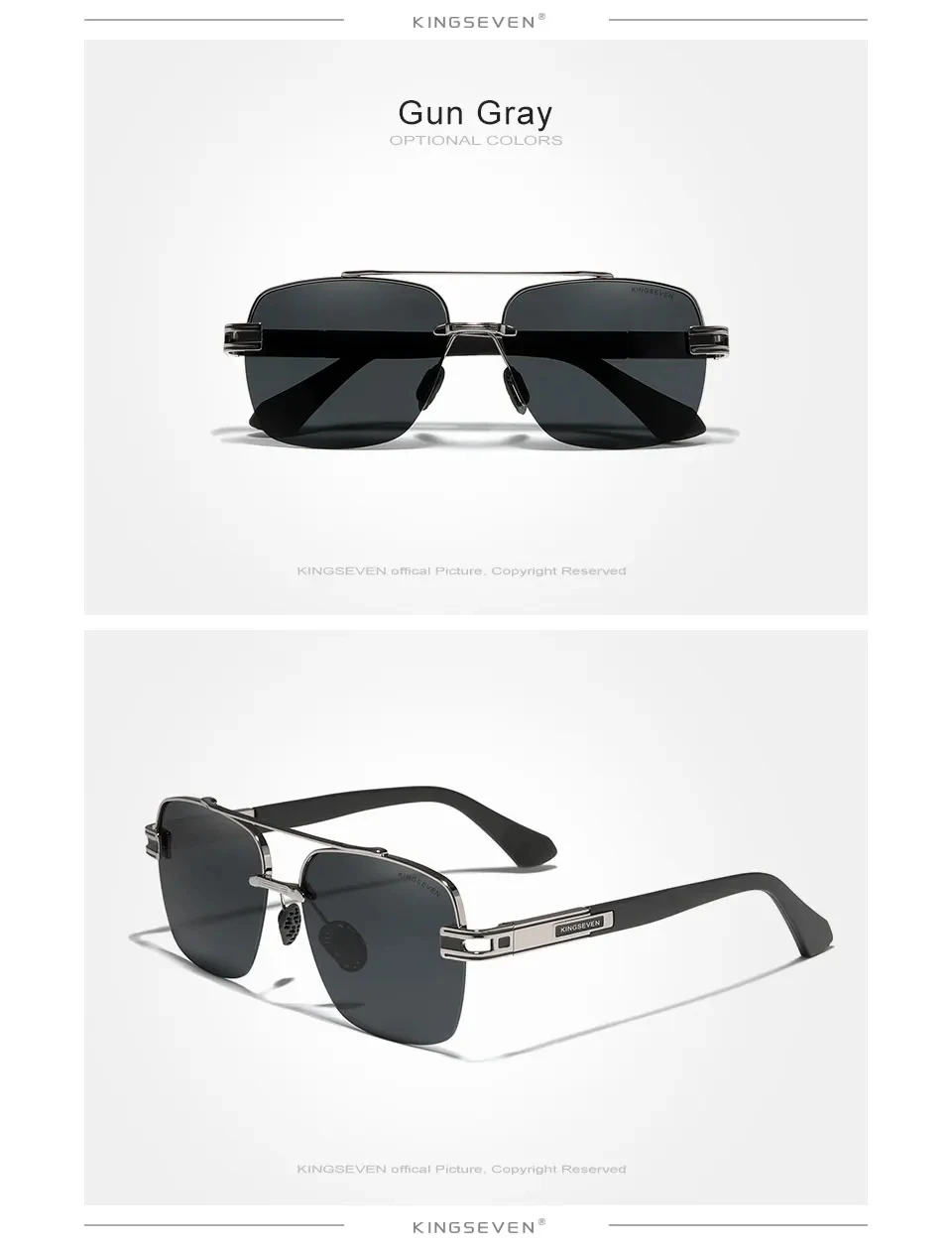 Kingseven New Design Sonnenbrille für Männer polarisierte UV400 Gradient Linse Brille Mode Frauen quadratische Retro Half Frame Brille – Detail 5