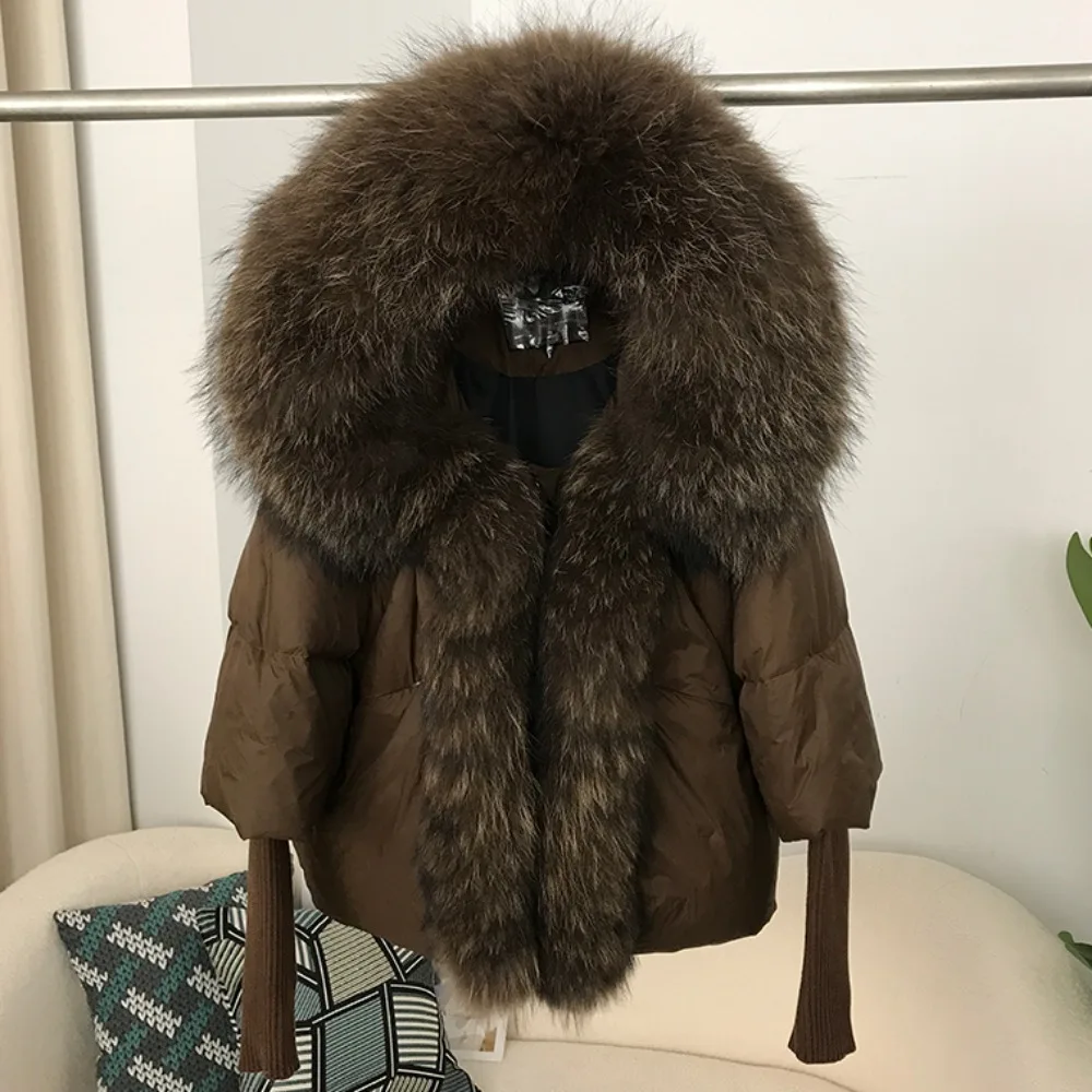 OFTBUY Duck Down Jacket Woman Hooded Natural Thick Winter Jacket Warm Loose Real Fox Fur Coat Oversize Streetwear Outerwear