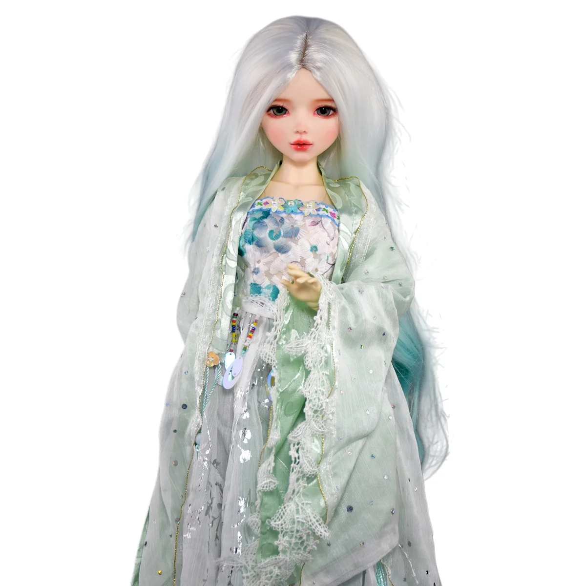 

YUTOTUE 22 inch Ancient Style Female BJD Doll Toy Green Eyes Makeup Curly Wigs Full Set Lifelike