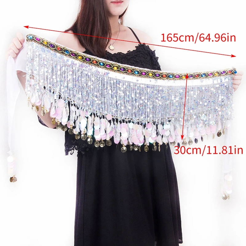 Sequins Tassels Belly Dancing Hip Scarf Wrap Belt Dancer Skirt Female Thailand/India/Arab Dance Show Wear Stage Costumes