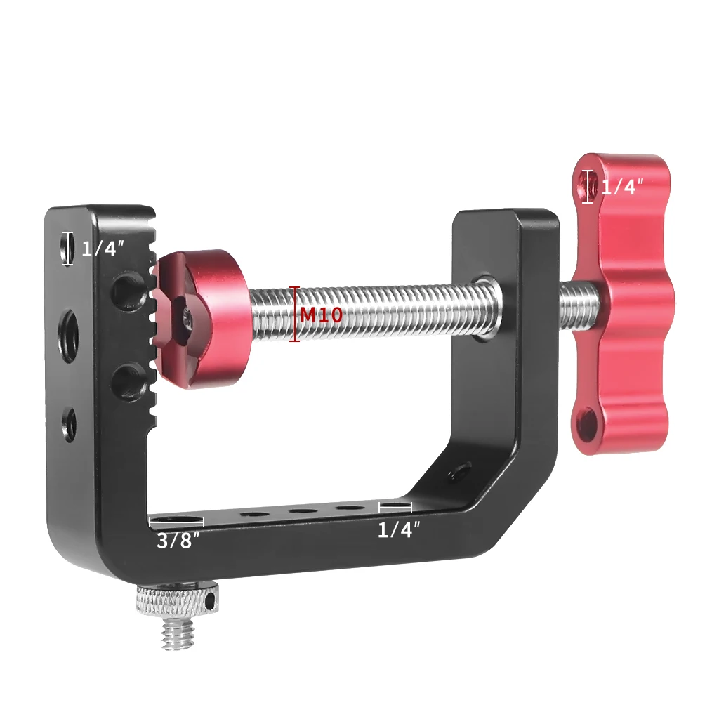 C-образный зажим для камеры настольная подставка с зажимом с отверстием для винта 1/4 3/8 для DSLR-камеры фотография светодиодная подсветка для видеосъемки Настольный кронштейн