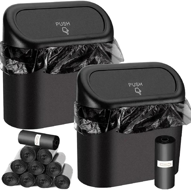 

Car Trash Can (with Lid) Contains 60 (300) Garbage Bags, Small Car Trash Can, Leak-proof Mini Car Accessories
