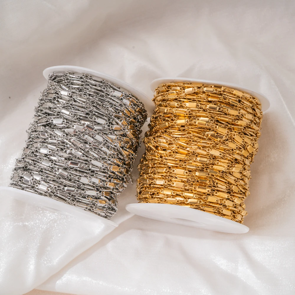 0,5 Meter/1 Meter Goldene Edelstahlkette für Schmuckherstellung Rechteckige Gliederkette für Herren Damen Halskette Armband DIY-Zubehör – Detail 7
