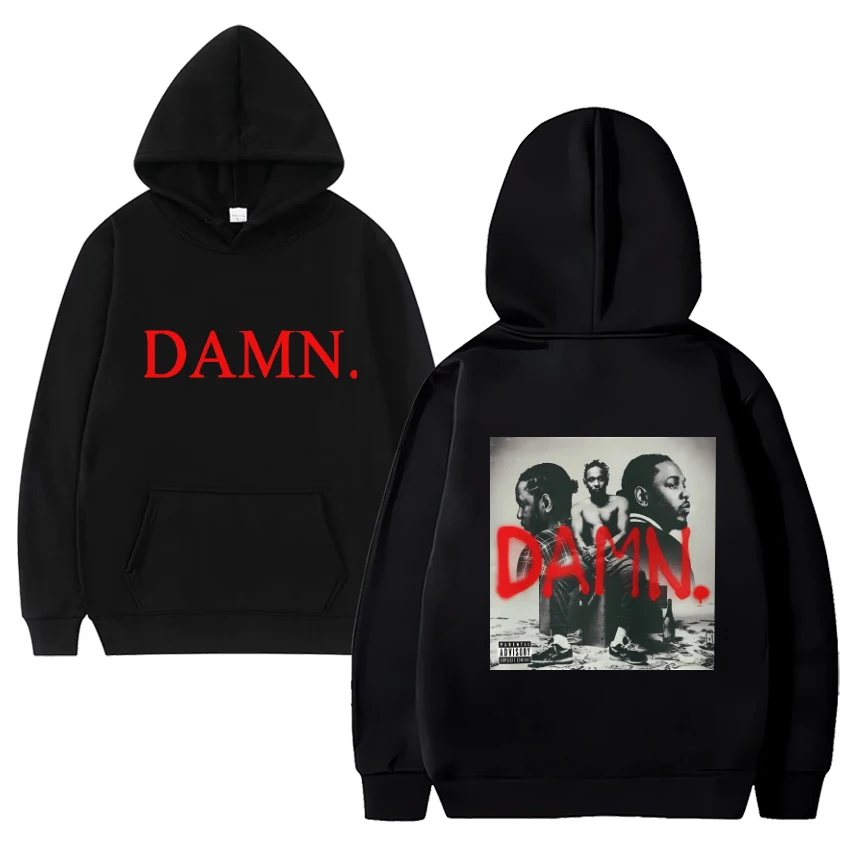 

Kendrick Lamar album DAMN. Double Sided Printed Hoodie Unisex vintage Oversized streetwear Men Women Fleece Long sleeve pullover