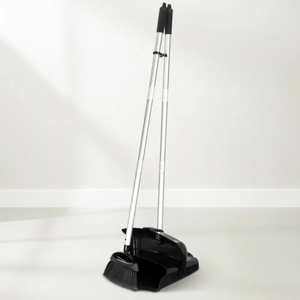

36" Collapsible Plastic Dustpan Combo with Adjustable Broom for Home Cleaning, Space-Saving Design