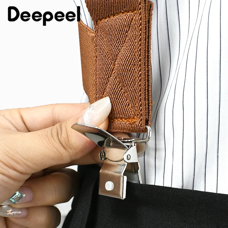 Deepeel 3.5*125Cm Suspender Pria Tipe X Tali Elastis Dewasa dengan 2 Klip Luar Ruangan Celana Suspender Jockstrap Aksesori Kemeja