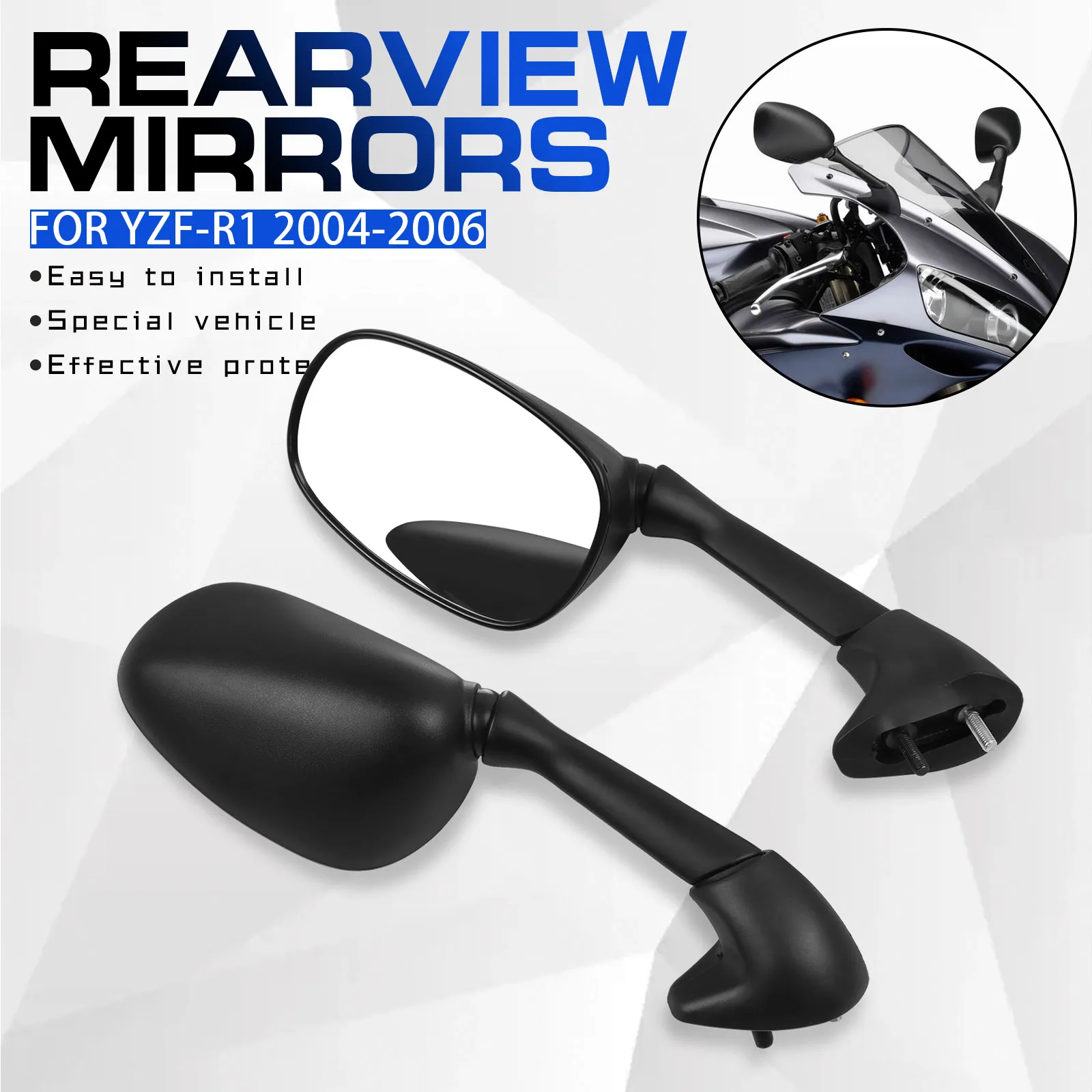 Motorcycle Accessories Rear View Mirror Left&Right Rearview Side Mirrors For Yamaha YZFR1 YZF-R1 YZF R1 2004 2005 2006