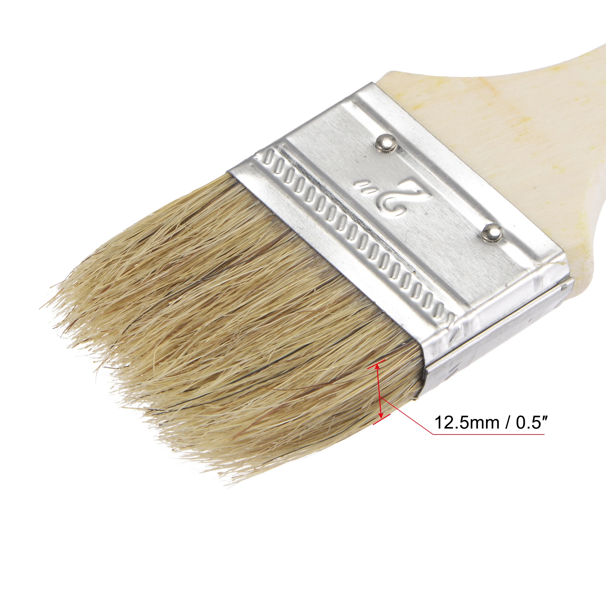 uxcell 12 Pcs 2 Inch Paint Brush Natural Bristle Flat Edge with Wood Handle Wall Treatment Tool for Paint, Varnishes, Glues