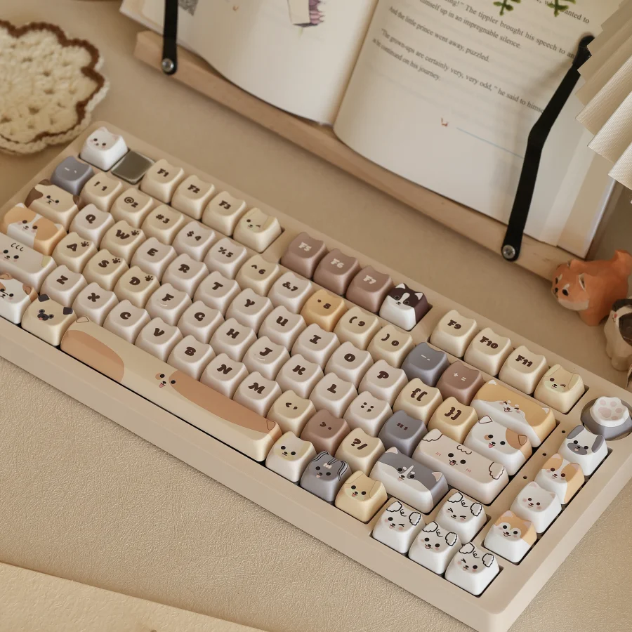 Dog stacked keycaps MAO highly sublimated process PBT material cat cute keycaps