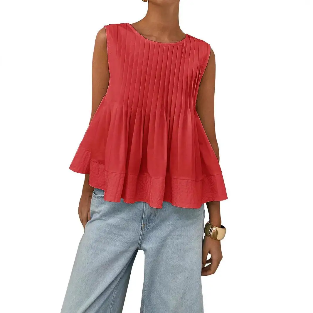 Jupe plissée Svel pour femmes, série Summer Salt, haut ir, ourlet plié polyvalent, matériau PU, modèle fin