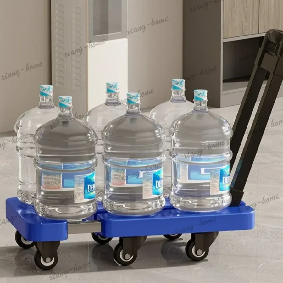LJY Flexible Groceries Supermarket Hand Truck Cargo Smooth Flatbed Folding Hotel Trolley Magic Tool Migration Furniture Chariot