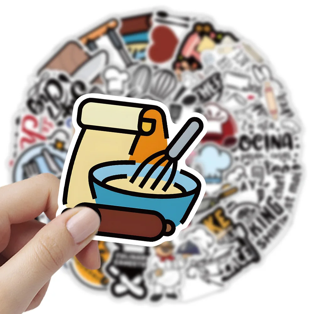 

10/30/54PCS Chef and Kitchenware Cartoon Kitchen Cooking Creative Doodle Stickers Decorative Scooter Scrapbook Notebook Decals