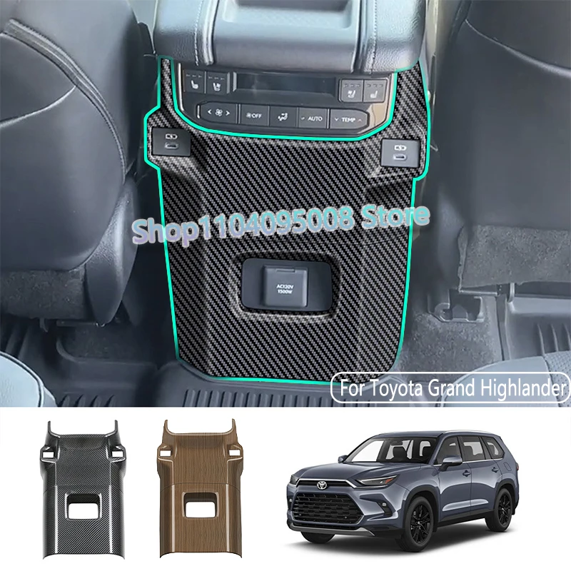 

For Toyota Grand Highlander 2024 2025 Car Rear Air Vent Panel Frame Armrest Box Rear Charging Port Trim Accessories