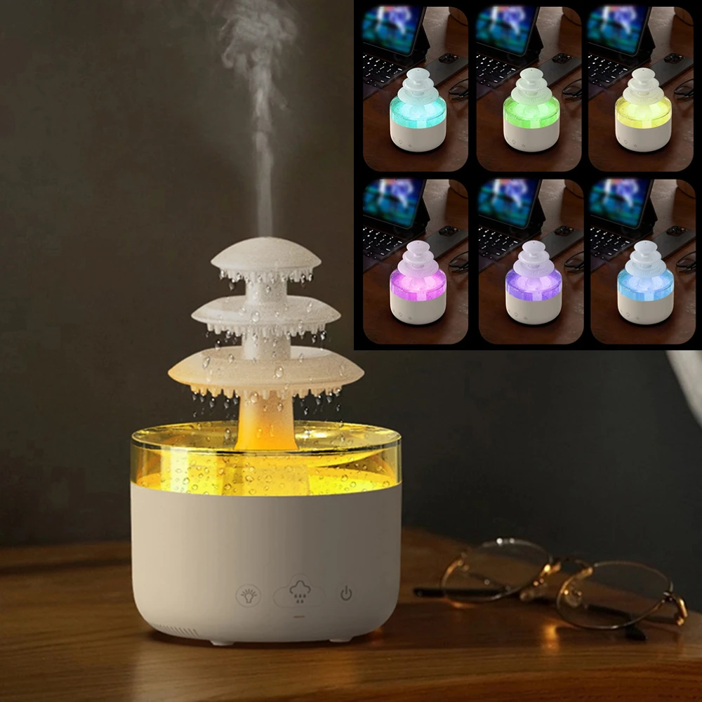 

3 Layer Cloud Rain Humidifier 500ml Essential Oil Aromatherapy Air Diffuser With Colorful Light USB Mute Mist Air Humidifier