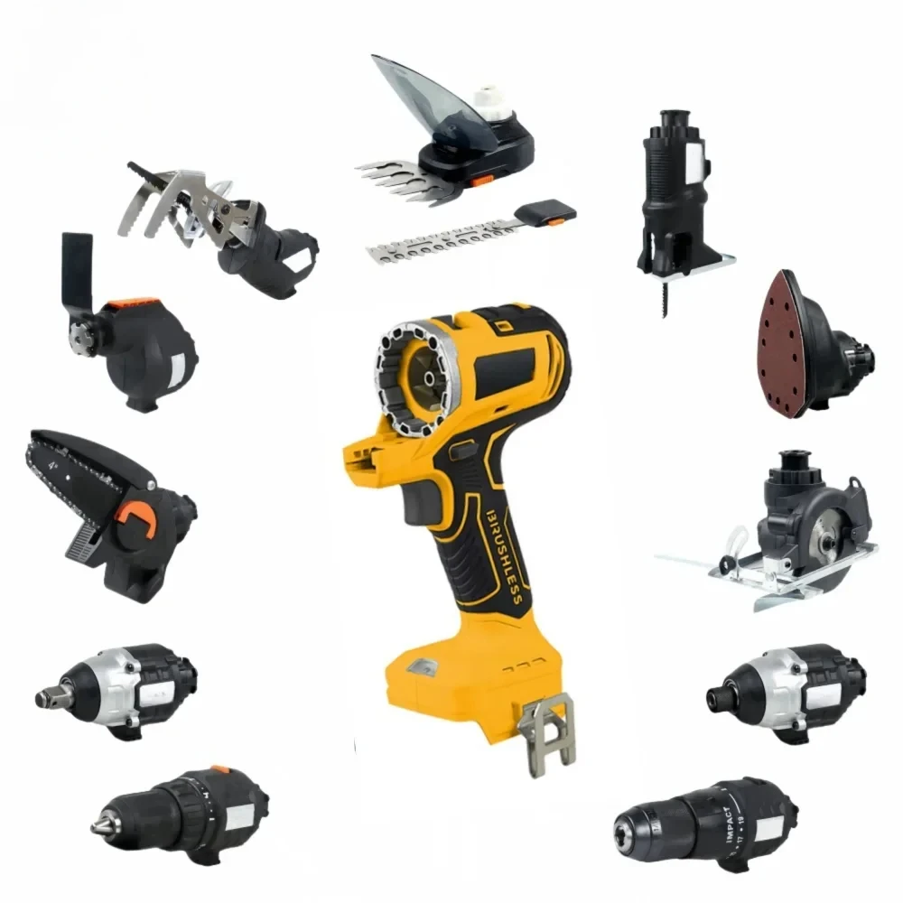 18V Cordless Power Tools Combo 12 in 1 Electric Tool Drill Kit Multi Function Heads Tool Set DIY Hard Case