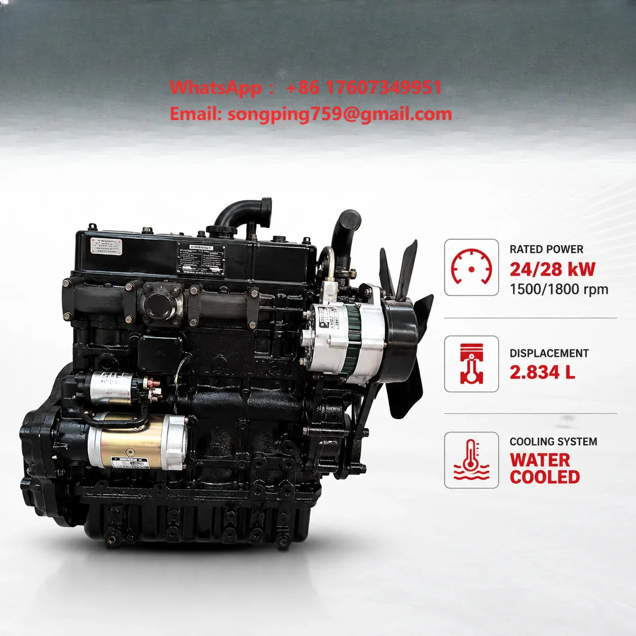 CHANGCHAI 4L68 24kW 32.6HP 1500RPM Four Stroke Water Cooled Diesel Engine for Construction Site Generator Set Power Supply