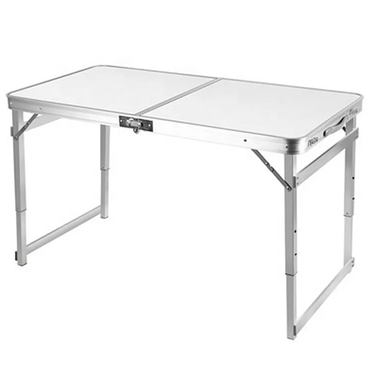 Aluminum MDF Outdoor Rectangular Camping Folding Table With 4 Chairs and Umbrella Hole