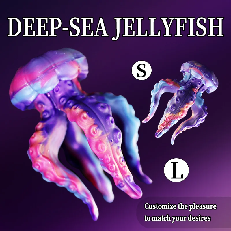 Factory Sales Luminous Tentacle Jellyfish Dildo Silicone Penis Dick Animal Monster Dildo Huge Butt PLug For Women Men Sex Shop - view 2