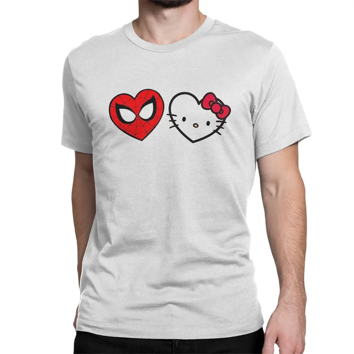 

Miniso Hello Kitty And Spiderman Love for Men Women T Shirts Creative Tees Crew Neck T-Shirts Cotton Birthday Present Clothing