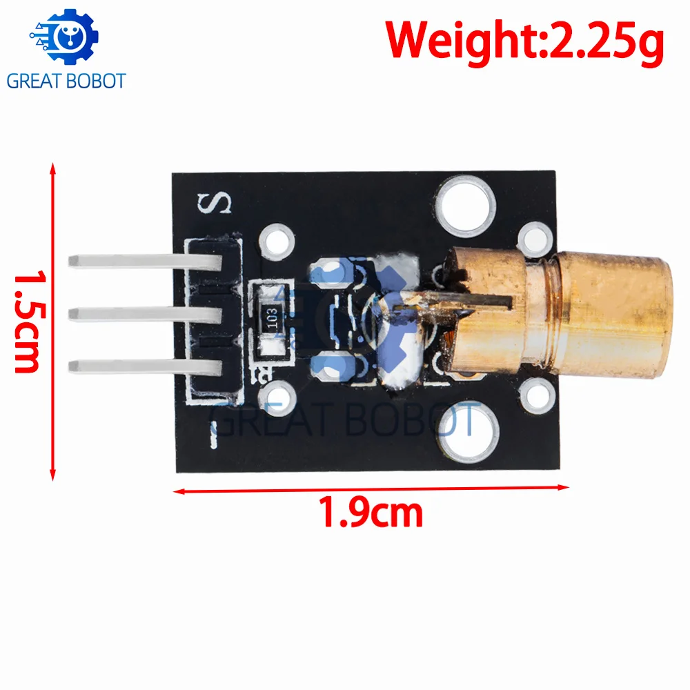 BS 1PCS  KY-008 650nm Laser sensor Module 6mm 5V 5mW Red Laser Dot Diode Copper Head for arduino DIY Kit