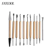 Hand Tool 11Pcs/Set Wax Carving clay Pottery Ceramic Tools Polymer Sculpture Craft Hobby DIY Stainless Steel head Wood handle