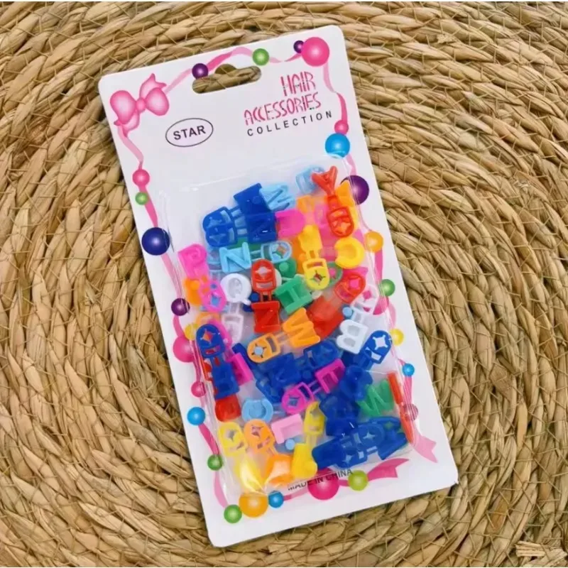 45 pezzi/(45 pezzi/carta) forcine con lettera ABC-fermagli per capelli in plastica colorata per ragazze, graziosi accessori per capelli per l'uso quotidiano e sessioni fotografiche