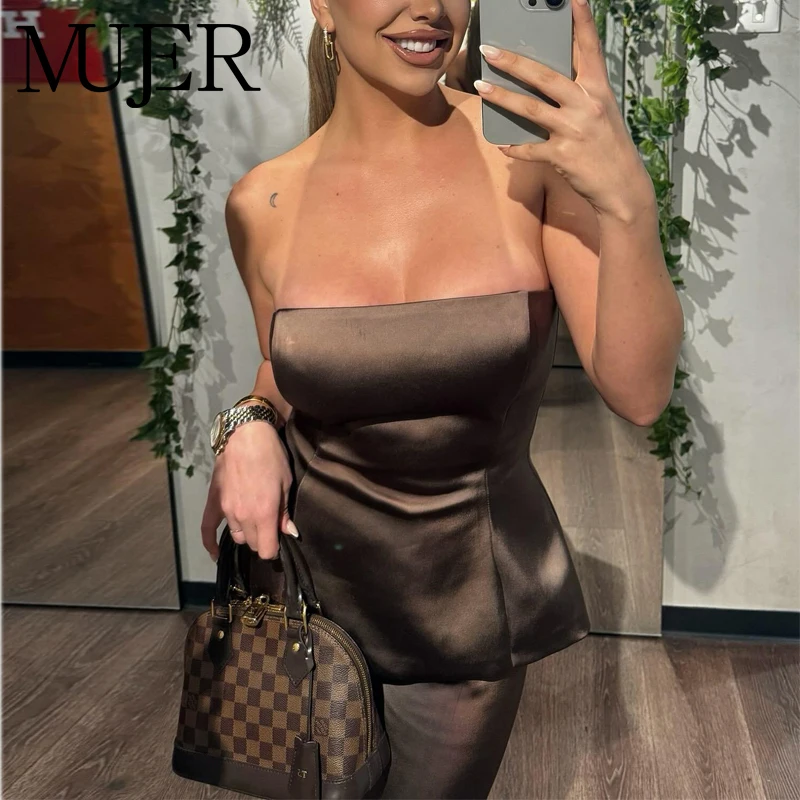 

MUJER атласный корсетный топ, женский укороченный топ с открытыми плечами, женские сексуальные топы-бюстье с открытой спиной для женщин, топы на бретелях без рукавов, женские комплекты