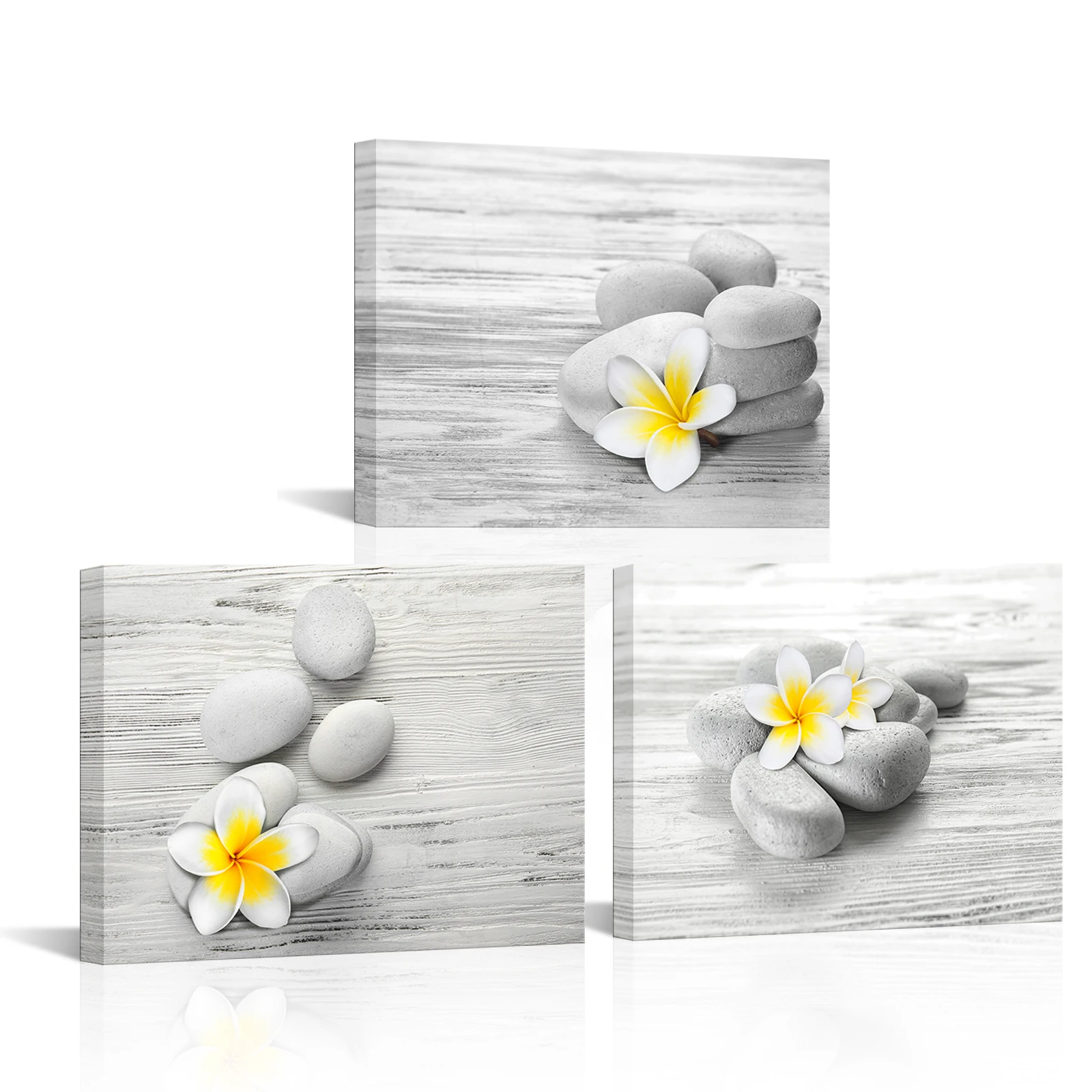 

3 Pieces Small Yellow Flowers Wall Art Poster Cobblestone Print Canvas Painting Modern Style Picture Living Room Home Decor