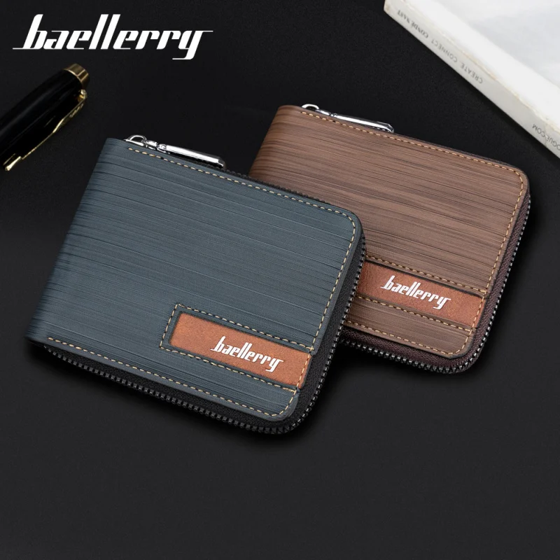 

New Men's Short RFID Zip Multi Card Wallet Horizontal Student Card Holder