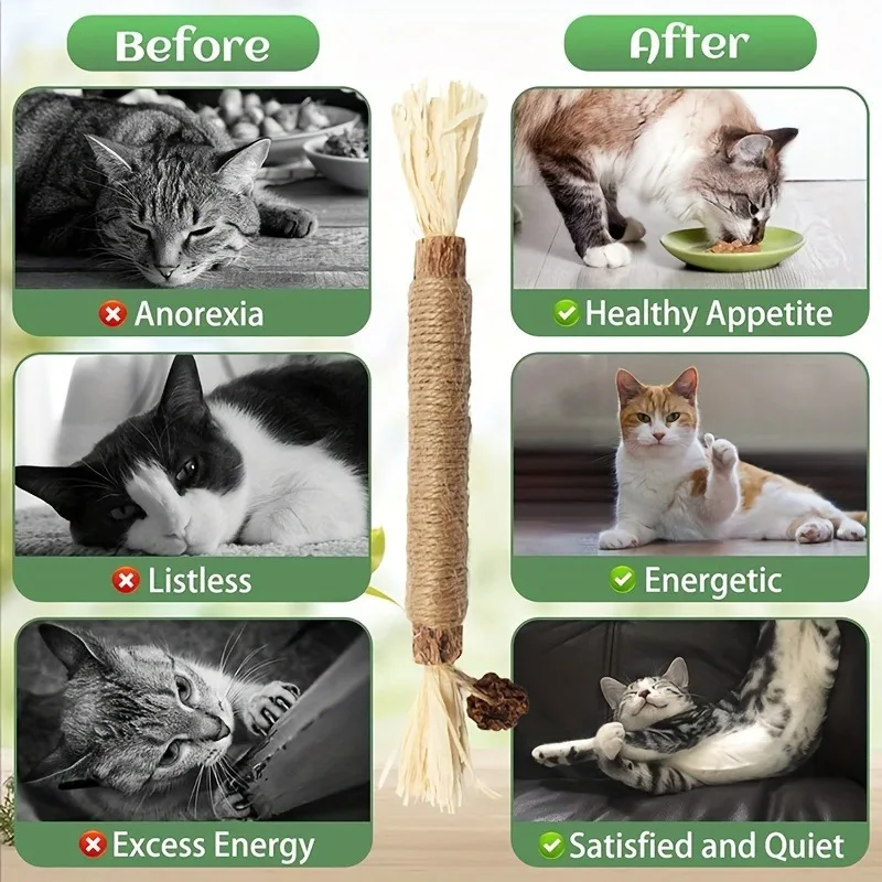 1 Pc Cat Toys Silvervine Chew Stick Polygonum Kitty Raffia Grass Pet Supplies Cleaning Teeth Stick Pet Bite Cat Toy Hemp Rope image 4