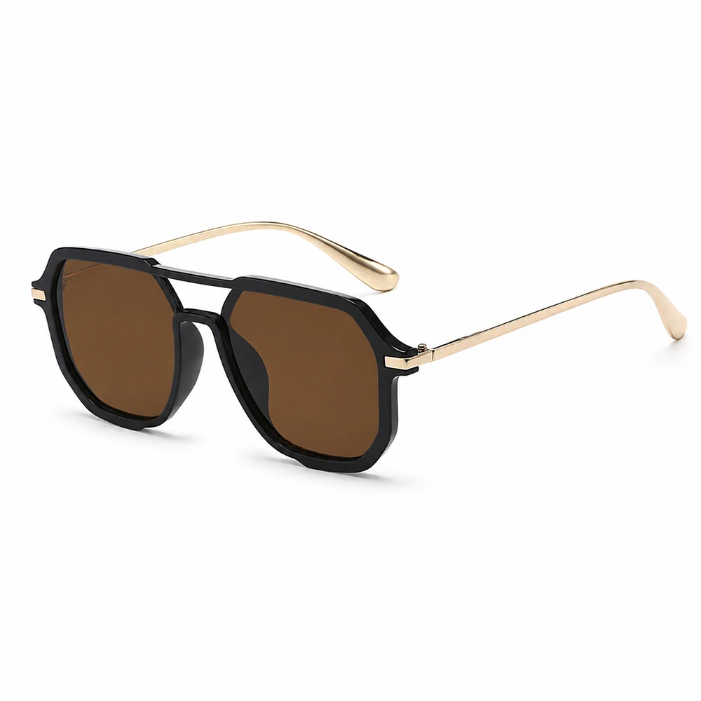 Retro Doppelbrücken-Sonnenbrille Quadratisch für Damen und Herren Vintage UV400 Modische Sonnenbrille für Täglichen Outdoor-Gebrauch – Detail 8