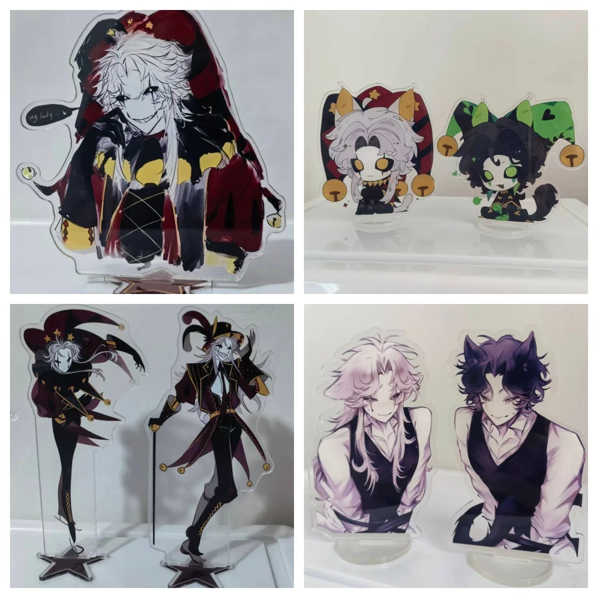 Game The Freak Circus Pierrot Cosplay Figure Stand Acrylic Standing Plate Model Desktop Ornament Accessories Decoration Props