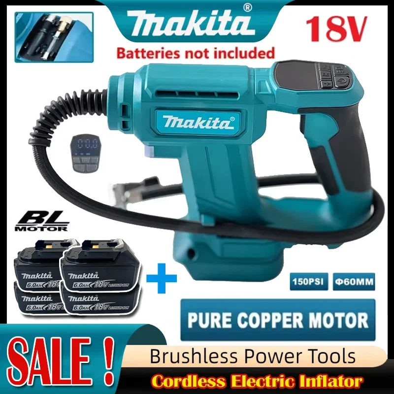 

Беспроводной компрессор Makita для накачки шин, работающий от аккумулятора Makita 18В, портативный, с LED-подсветкой, ручной воздушный насос с цифровым дисплеем