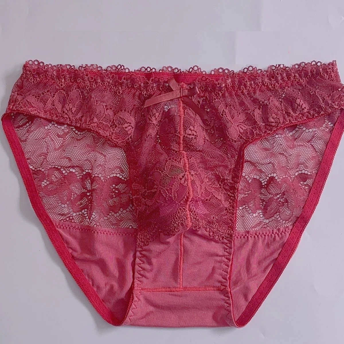 Sexy Man's Lace Bow Briefs Mesh Soft Comfortable Sissy Underwear BF Gifts Private Party Costumes