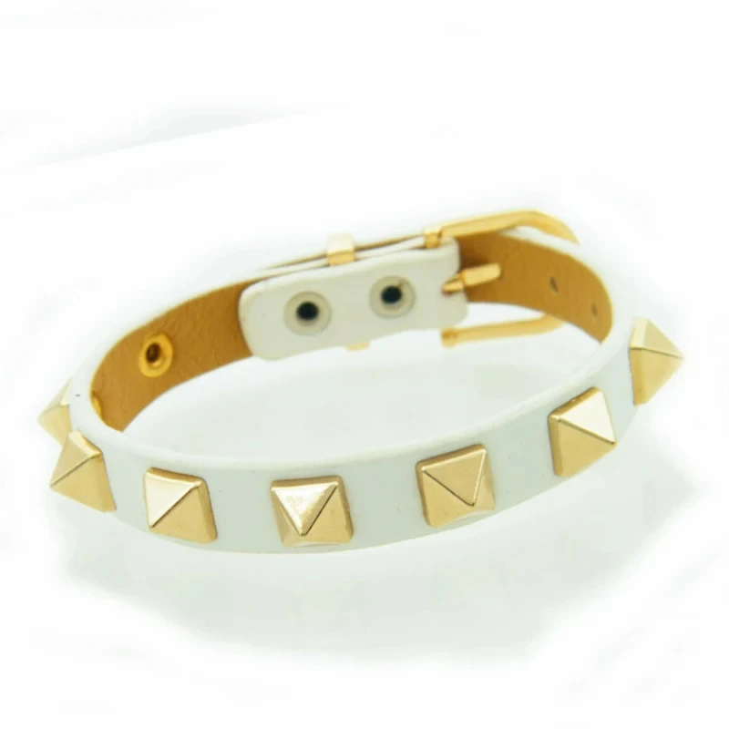 Adjustable PU Leather  Punk Rivet Bangles Brand  Metal Punk Euramerican Bracelets Jewelry Wristbands Gift for Men