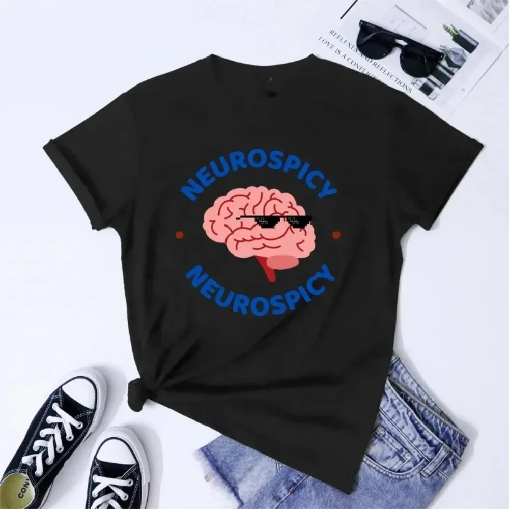 Neurospicy T-shirt Summer Neurodivergent Tshirts Camiseta Trendy Women Autism Awareness Neurodiversity Top Tee Shirt Y2K Top