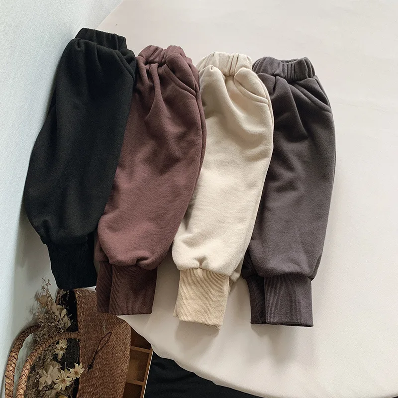 Autumn New Children Loose Trousers Baby Girls Cotton Harem Pants Solid Toddler Boys Fashion Versatile Casual Pants Kids Clothes