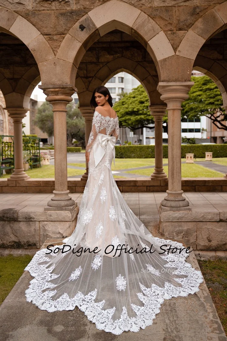SoDigne Mermaid Long Wedding Dresses O-neck Full Sleeves Appliques Bridal Dress Bride Gown 2025 vestidos de novia Customized 14 S929853da3db1406b95ef17d173c9151d1