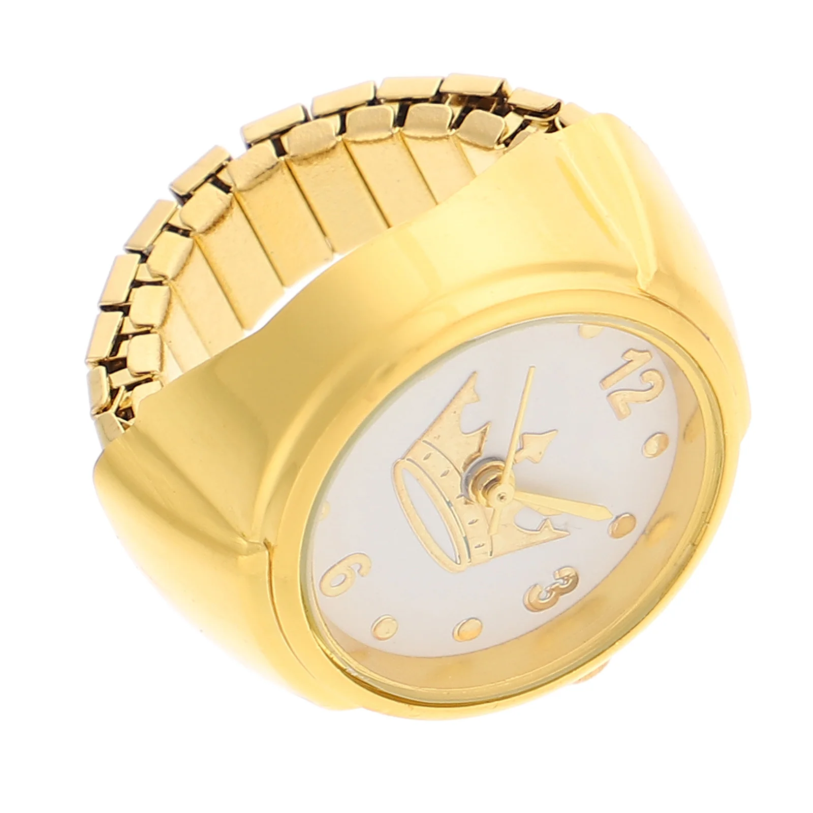 ساعة تاج دائرية بتصميم متدرج رائع وساعة إصبع مزخرفة مقاومة للاهتراء ومحمولة للحفلات #2