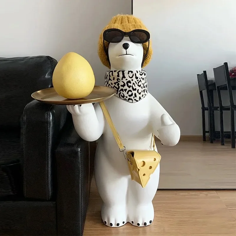 Polar Bear Tray Sculptures Groot Creative Sculpture Modern Animal Ornaments Aesthetic Luxury Living Room Organizer Ornament