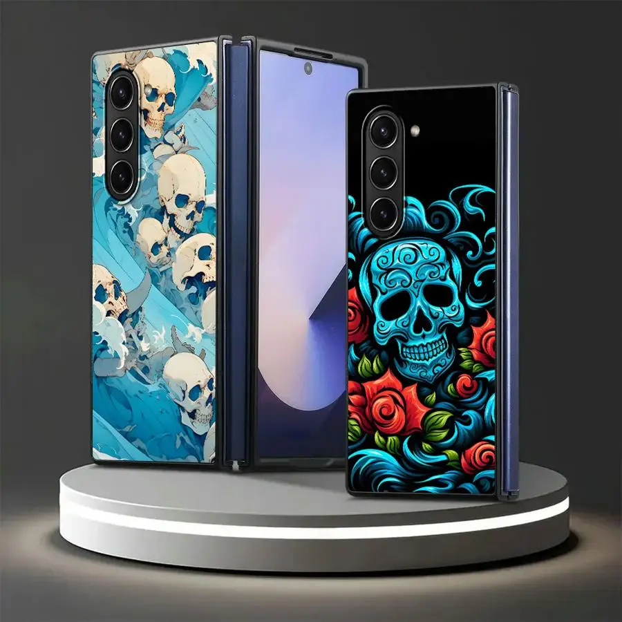 Skull Art Case for Samsung Galaxy Z Fold 7 6 5 4 3 ZFold6 ZFold3 ZFold5 ZFold7 ZFold4 Back Phone Cover