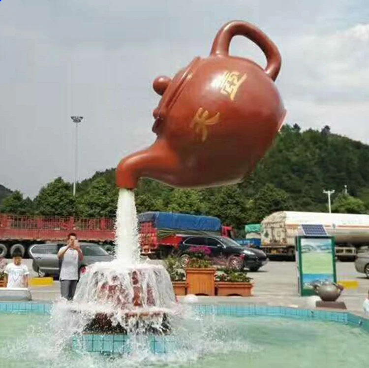 Garden Cultural Decoration Teapot Fountain Large Hanging Water Teapot Bronze Sculpture