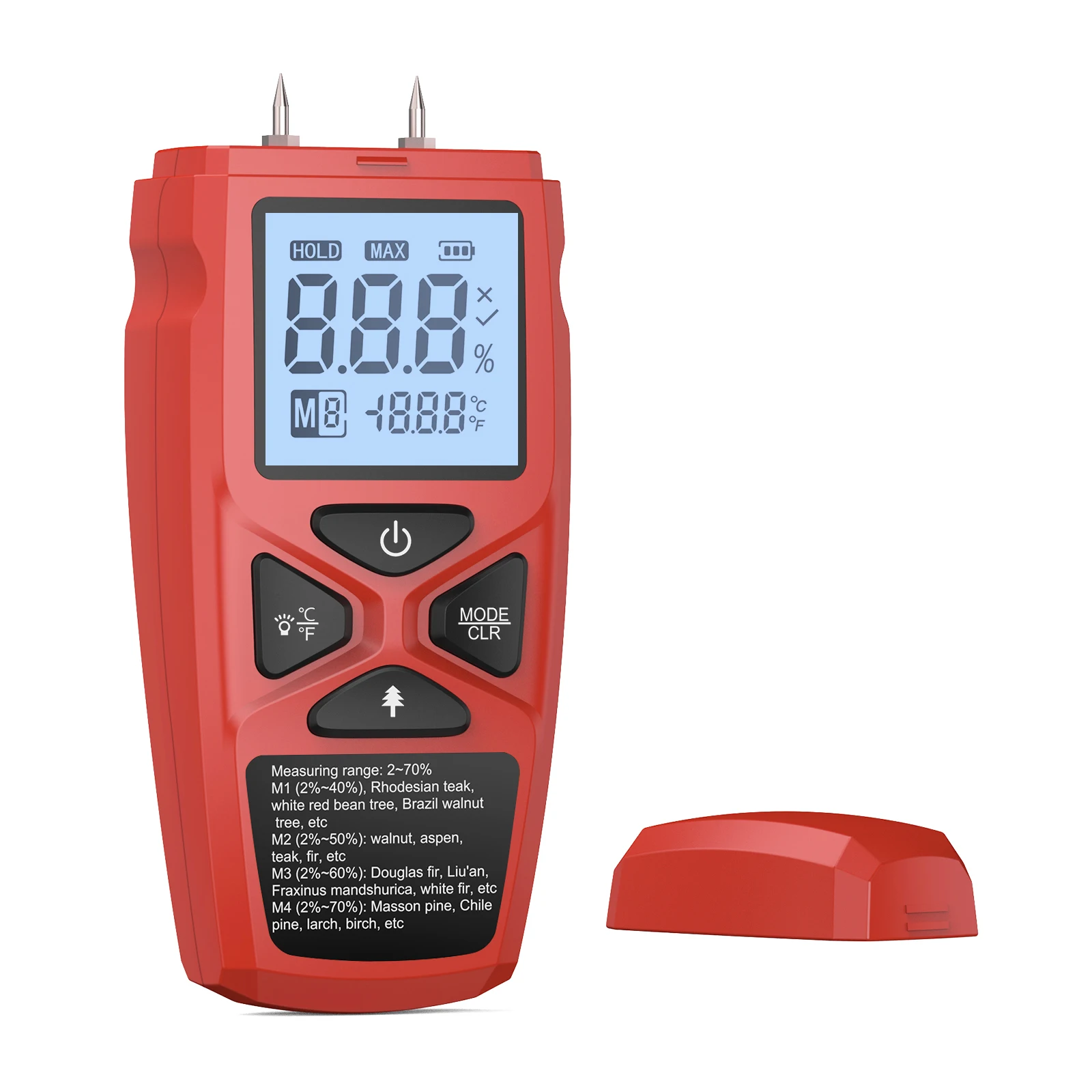 Wood Moisture Meter Portable Digital Firewood Moisture Meter Precise Lumber Humidity Detector Tool for Wood Drywall Concrete